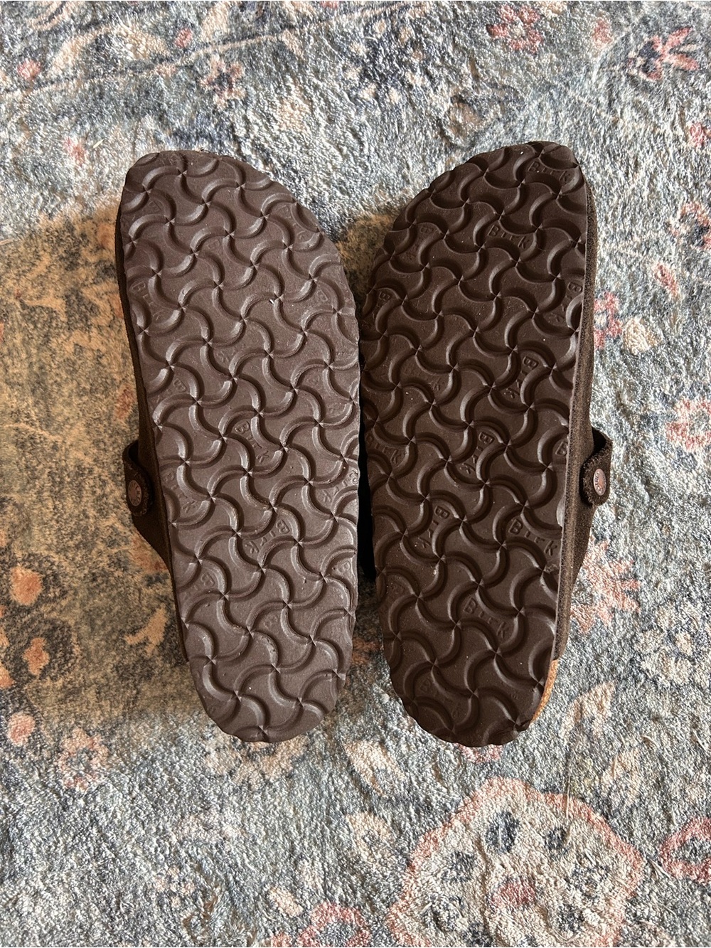 Birkenstock Brown Suede Boston Clogs with Buckle - Picture 4 of 9